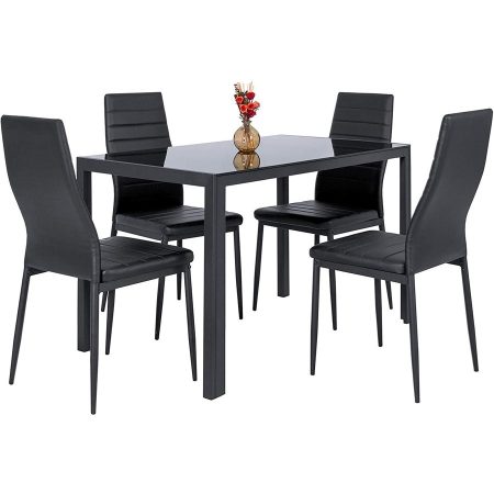 Bộ Bàn Ăn Kính Hiện Đại Ghế Da PU Chắc Chắn Bộ Bàn Ăn Kính Hiện Đại Ghế Da PU Chắc Chắn