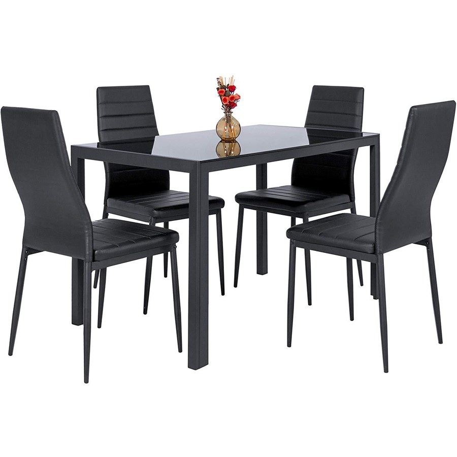Bộ Bàn Ăn Kính Hiện Đại Ghế Da PU Chắc Chắn Bộ Bàn Ăn Kính Hiện Đại Ghế Da PU Chắc Chắn