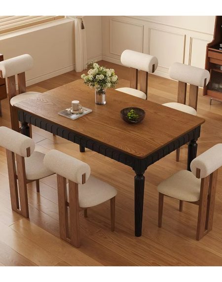 Bộ Bàn Ăn Tối Giản Gỗ Tre Màu Nâu Hình Oval Thiết Kế Hiện Đại