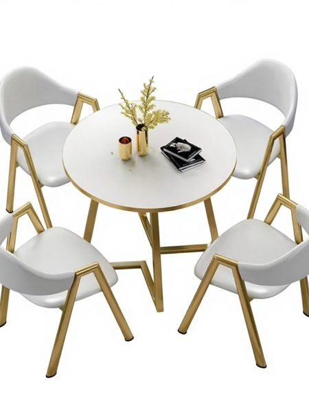 Bộ Bàn Ăn Tròn 1 Bàn 4 Ghế Da Hiện Đại
