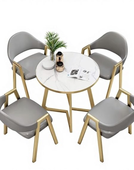 Bộ Bàn Ăn Tròn 1 Bàn 4 Ghế Da Hiện Đại