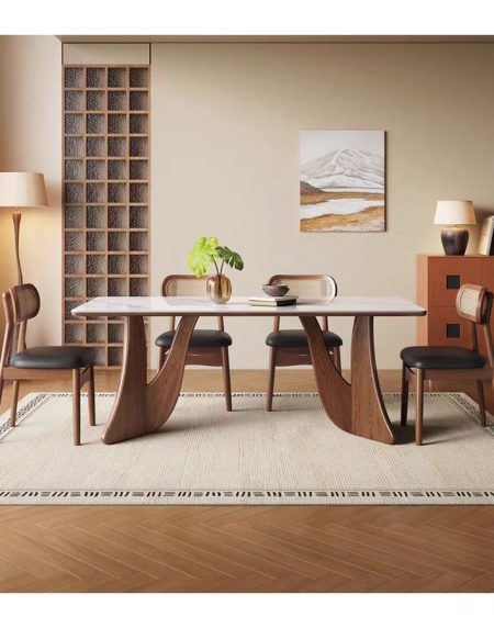 Bộ Bàn Ghế Ăn Gỗ Tự Nhiên Hiện Đại Cho 4-8 Người