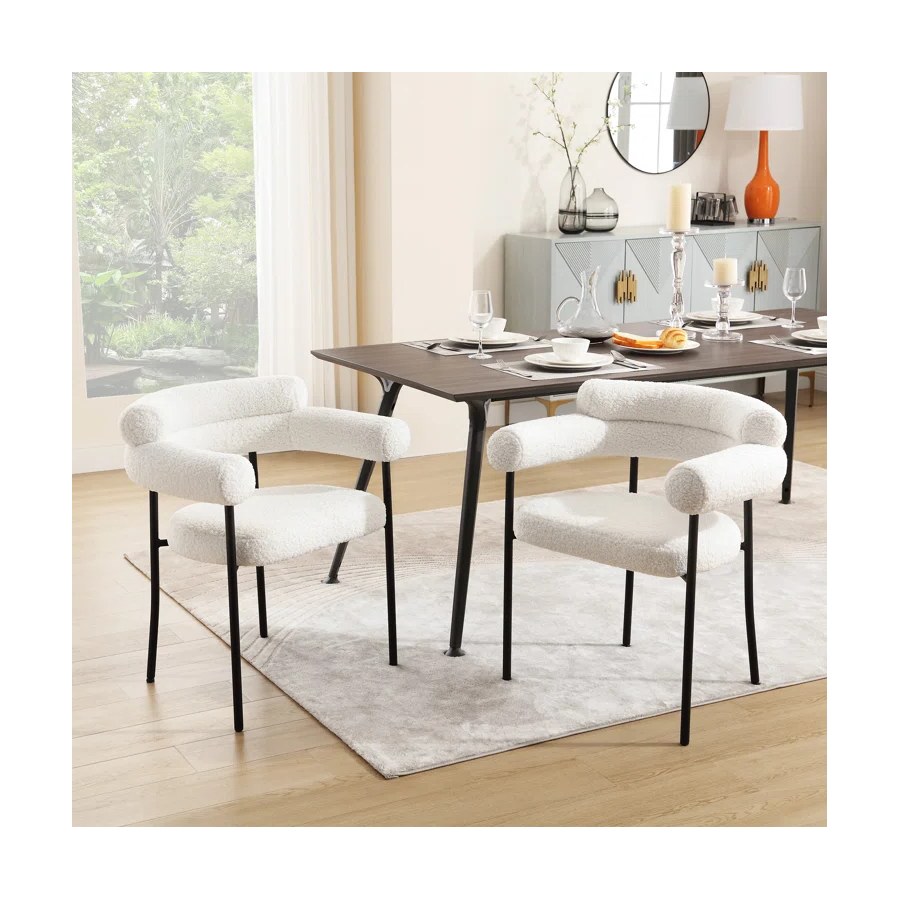 Bộ Ghế Ăn Vải Boucle 2 Chiếc Chân Kim Loại Hiện Đại Bộ Ghế Ăn Vải Boucle 2 Chiếc Chân Kim Loại Hiện Đại