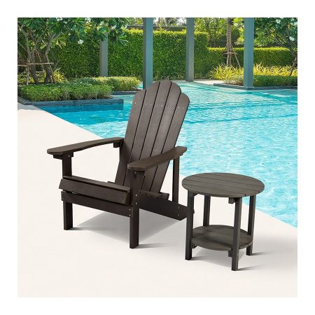 Bộ Ghế Ngoài Trời Nhựa Gỗ Đen Kiểu Adirondack