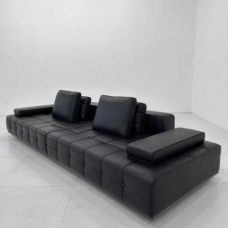 Bộ Sofa Da Đen Tối Giản Cho Phòng Khách