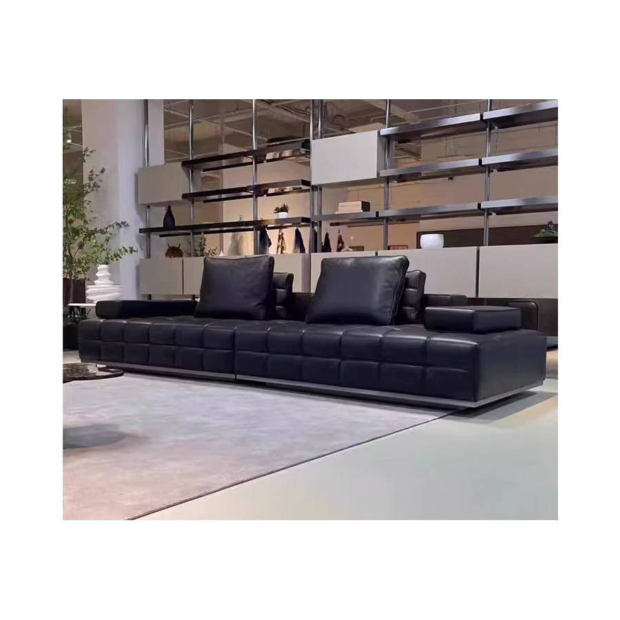Bộ Sofa Da Đen Tối Giản Cho Phòng Khách Bộ Sofa Da Đen Tối Giản Cho Phòng Khách