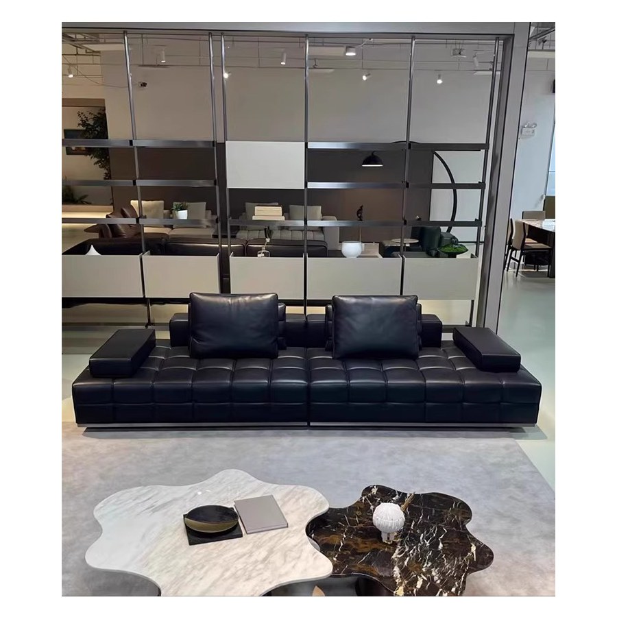 Bộ Sofa Da Đen Tối Giản Cho Phòng Khách Bộ Sofa Da Đen Tối Giản Cho Phòng Khách