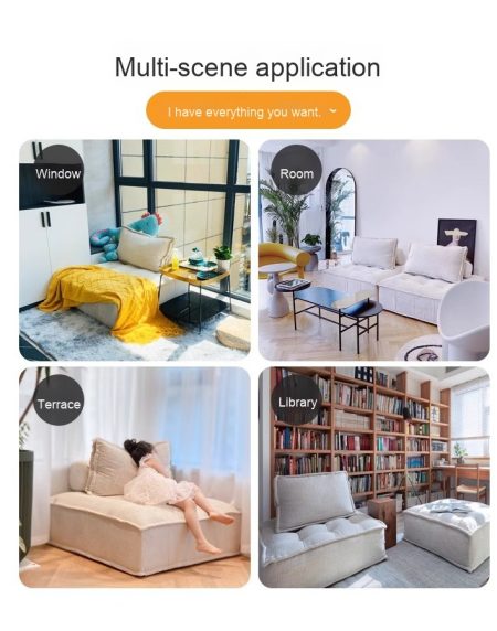 Bộ Sofa Văng Cao Cấp Màu Trắng Vải Cotton-Linen Cho Phòng Khách