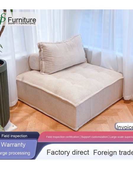 Bộ Sofa Văng Cao Cấp Màu Trắng Vải Cotton-Linen Cho Phòng Khách