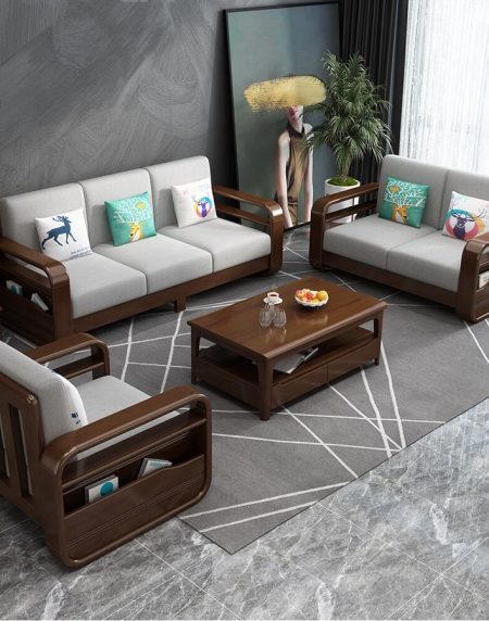 Bộ Sofa Văng Vải PU Hiện Đại Cho Phòng Khách Nhỏ