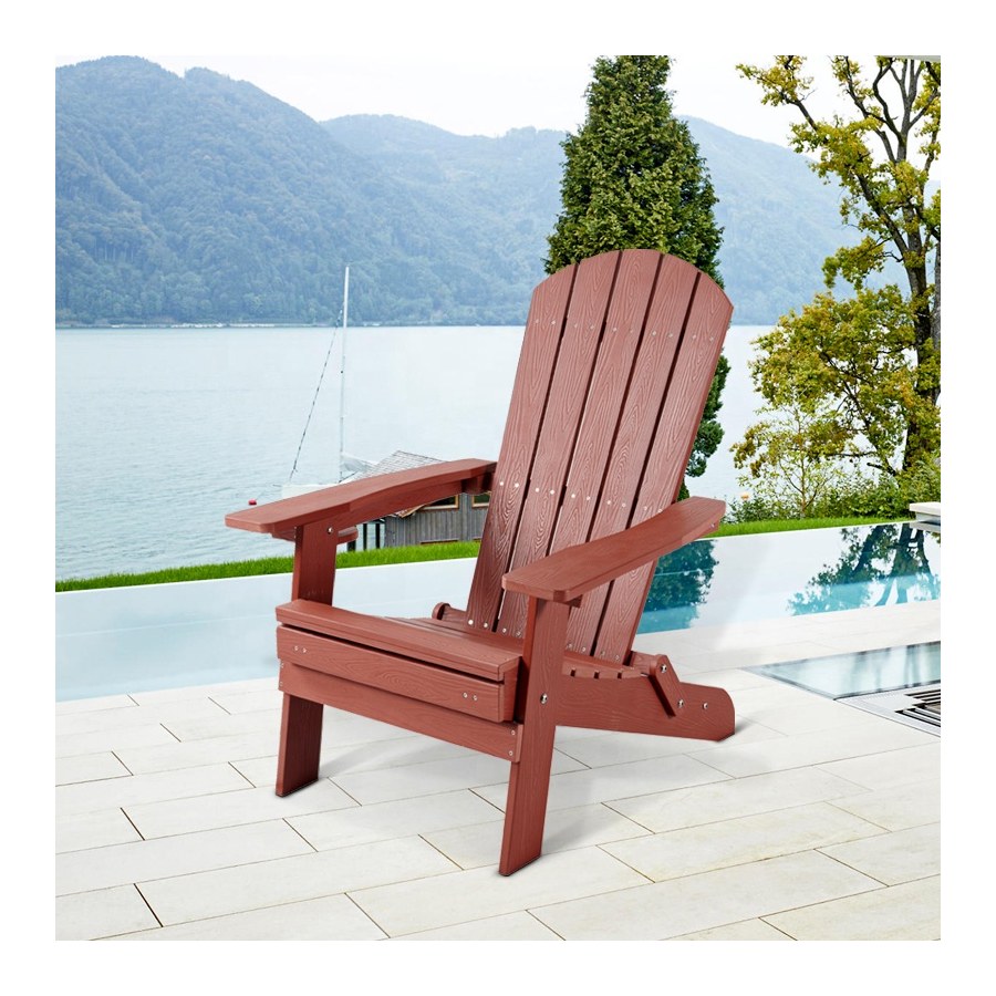 Ghế Adirondack Nhựa Gỗ Đỏ Chịu Thời Tiết Hiện Đại Ghế Adirondack Nhựa Gỗ Đỏ Chịu Thời Tiết Hiện Đại
