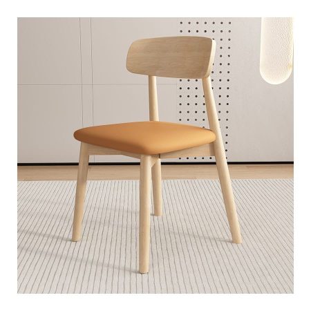 Ghế Ăn Gỗ Tự Nhiên Chất Lượng Cao, Nệm PU & Vải Tùy Chọn