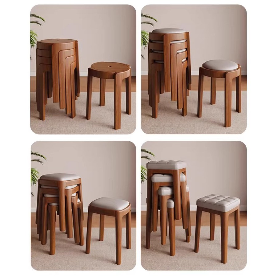 Ghế Ăn Gỗ Tự Nhiên Hiện Đại, Có Thể Xếp Chồng Ghế Ăn Gỗ Tự Nhiên Hiện Đại, Có Thể Xếp Chồng
