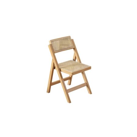 Ghế Ăn Gỗ Tự Nhiên Khung Mây Gấp Thông Minh