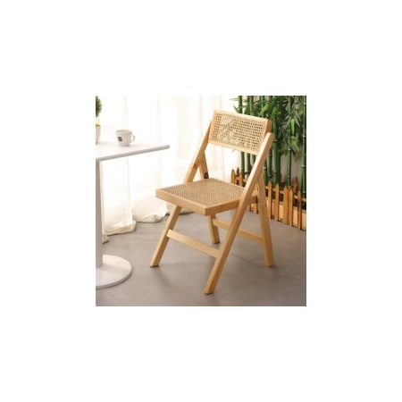 Ghế Ăn Gỗ Tự Nhiên Khung Mây Gấp Thông Minh
