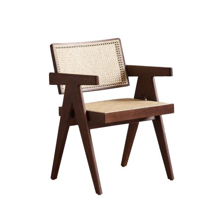 Ghế Ăn Gỗ Tự Nhiên Mây Rattan Phong Cách Tối Giản