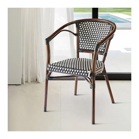 Ghế Ăn Ngoài Trời Mây Nhựa Đen Hiện Đại Chống Nước