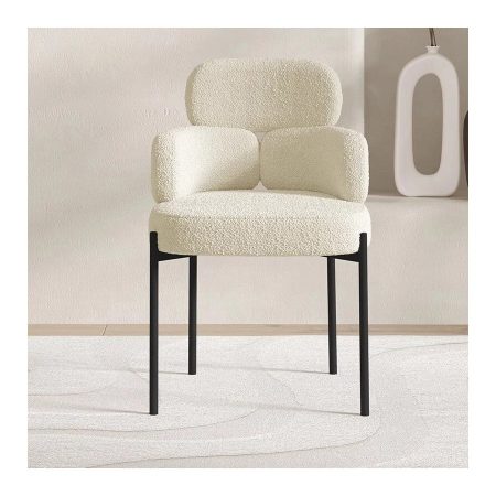 Ghế Ăn Vải Boucle Hiện Đại Chân Kim Loại Bền Bỉ