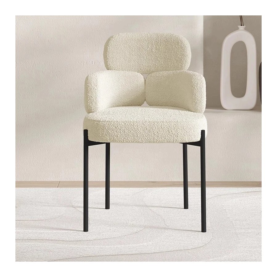 Ghế Ăn Vải Boucle Hiện Đại Chân Kim Loại Bền Bỉ Ghế Ăn Vải Boucle Hiện Đại Chân Kim Loại Bền Bỉ