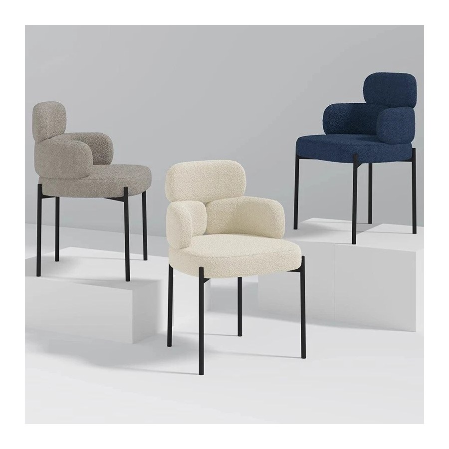Ghế Ăn Vải Boucle Hiện Đại Chân Kim Loại Bền Bỉ Ghế Ăn Vải Boucle Hiện Đại Chân Kim Loại Bền Bỉ