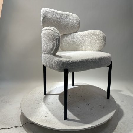 Ghế Ăn Vải Boucle Hiện Đại Chân Kim Loại Bền Bỉ Ghế Ăn Vải Boucle Hiện Đại Chân Kim Loại Bền Bỉ