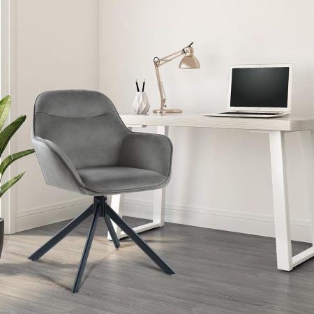 Ghế Ăn Vải Nhung Đen 360° Quay Đẹp Mắt