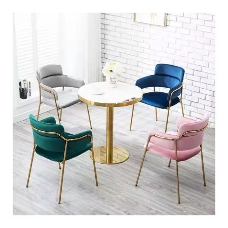 Ghế Ăn Vải Nhung Xanh Hiện Đại Khung Kim Loại Vàng Ghế Ăn Vải Nhung Xanh Hiện Đại Khung Kim Loại Vàng