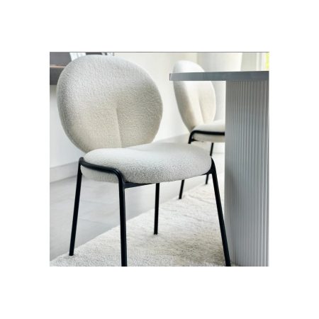 Ghế Ăn Vải Trắng Hiện Đại Chân Kim Loại Đen