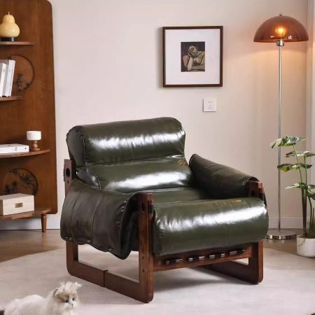 Ghế Thư Giãn Gỗ Da Nhung Hiện Đại Cho Phòng Khách
