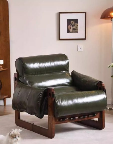 Ghế Thư Giãn Gỗ Da Nhung Hiện Đại Cho Phòng Khách