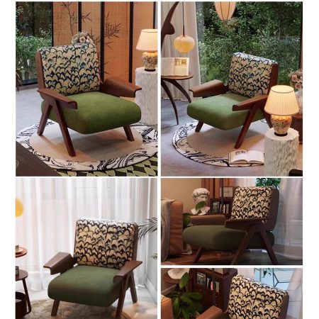 Ghế Thư Giãn Hiện Đại Khung Gỗ Tự Nhiên Bọc Vải