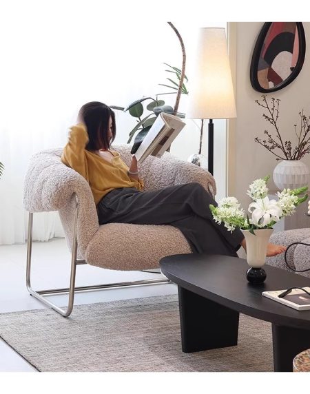 Ghế Thư Giãn Kim Loại Cao Cấp Bọc Lông Cừu Mới