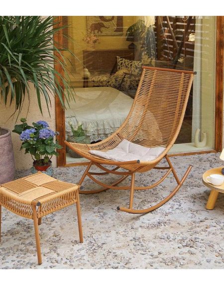 Ghế Thư Giãn Ngoài Trời Bằng Mây Nhựa Chất Liệu Vải
