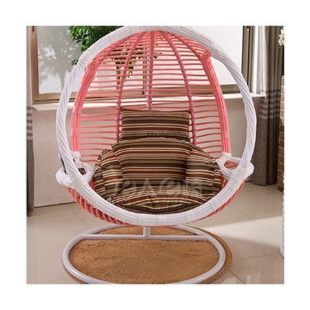 Ghế Xích Đu Mây Nhựa Hồng Ngoài Trời Thoải Mái