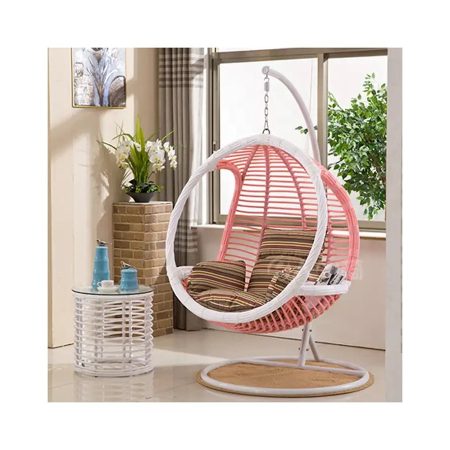 Ghế Xích Đu Mây Nhựa Hồng Ngoài Trời Thoải Mái