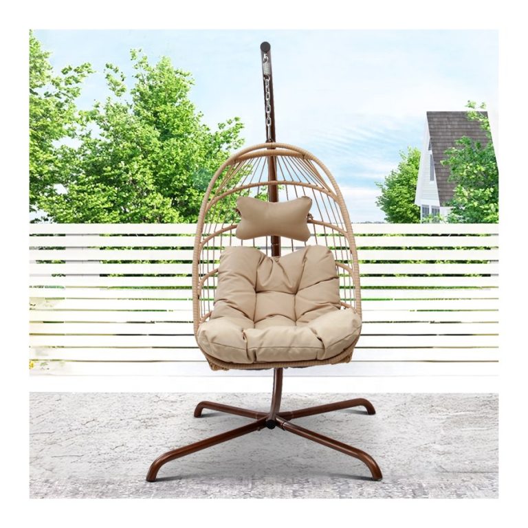 Ghế Xích Đu Mây Nhựa Ngoài Trời Có Đế Chắc Chắn
