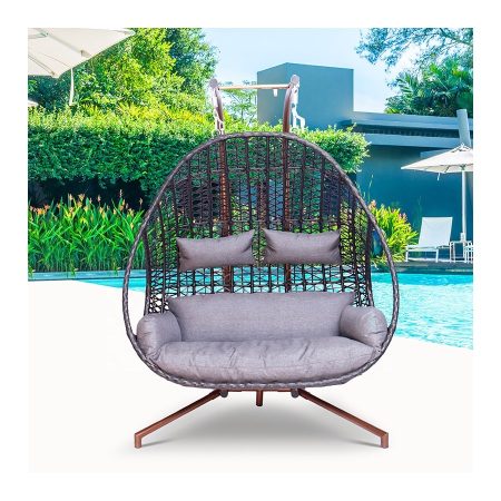 Ghế Xích Đu Ngoài Trời 2 Chỗ Ngồi Mây Nhựa Chống Nước