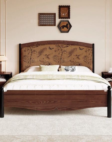 Giường Ngủ Gỗ Tự Nhiên 1.8m Cổ Điển Mới