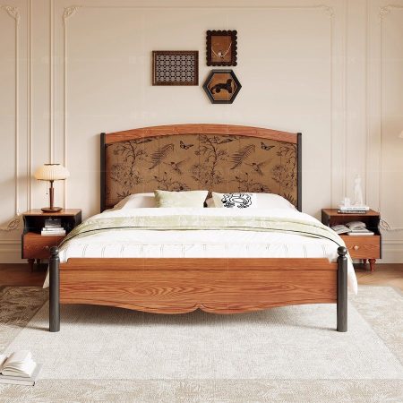 Giường Ngủ Gỗ Tự Nhiên 1.8m Cổ Điển Mới