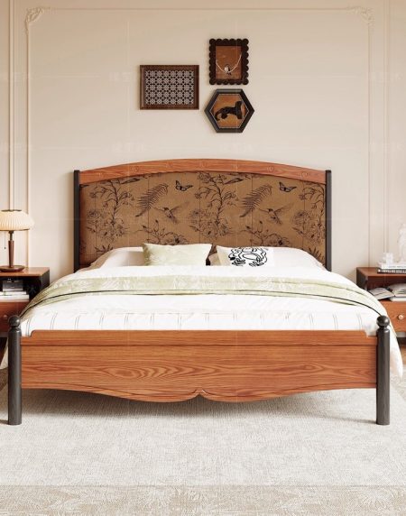 Giường Ngủ Gỗ Tự Nhiên 1.8m Cổ Điển Mới