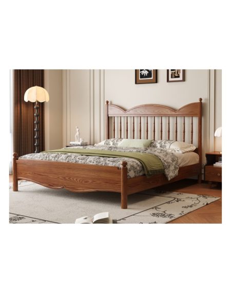 Giường Ngủ Gỗ Tự Nhiên Ash Cổ Điển 1.8m Tùy Chọn Màu Sắc