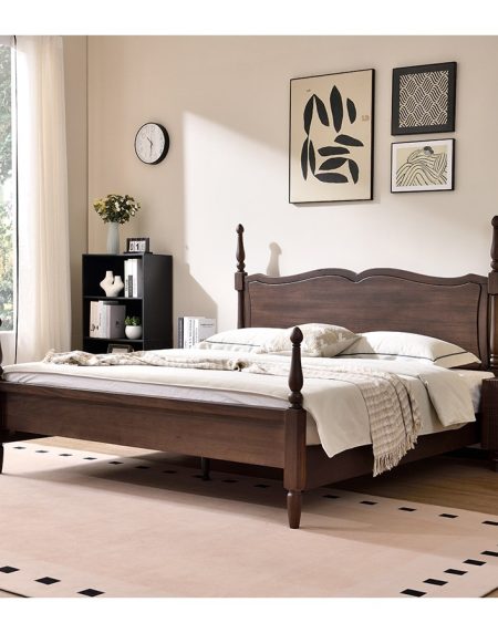 Giường Ngủ Gỗ Tự Nhiên Đặc Biệt Thiết Kế Cột La Mã