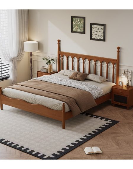 Giường Ngủ Gỗ Tự Nhiên Phong Cách Cổ Điển 1.8m