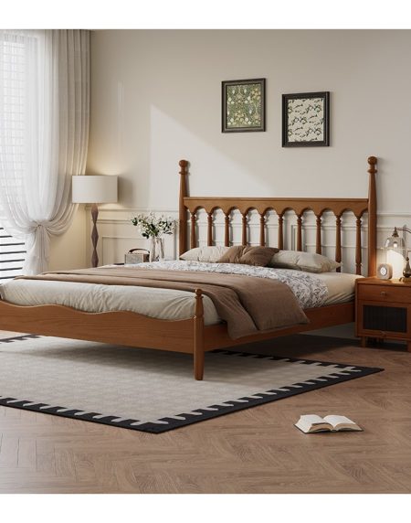 Giường Ngủ Gỗ Tự Nhiên Phong Cách Cổ Điển 1.8m