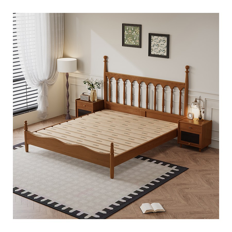 Giường Ngủ Gỗ Tự Nhiên Phong Cách Cổ Điển 1.8m Giường Ngủ Gỗ Tự Nhiên Phong Cách Cổ Điển 1.8m