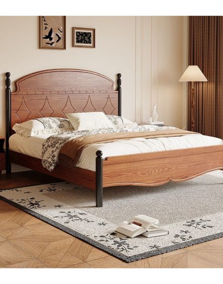 Giường Ngủ Gỗ Tự Nhiên Phong Cách Cổ Điển Bền Bỉ