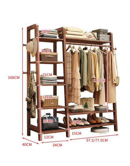 Kệ Treo Quần Áo Gỗ Đứng Đa Năng 8 Giá Treo