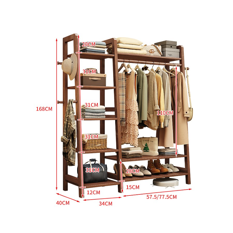 Kệ Treo Quần Áo Gỗ Đứng Đa Năng 8 Giá Treo Kệ Treo Quần Áo Gỗ Đứng Đa Năng 8 Giá Treo