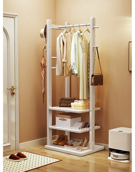 Kệ Treo Quần Áo Gỗ Tối Giản 6 Móc 3 Kệ