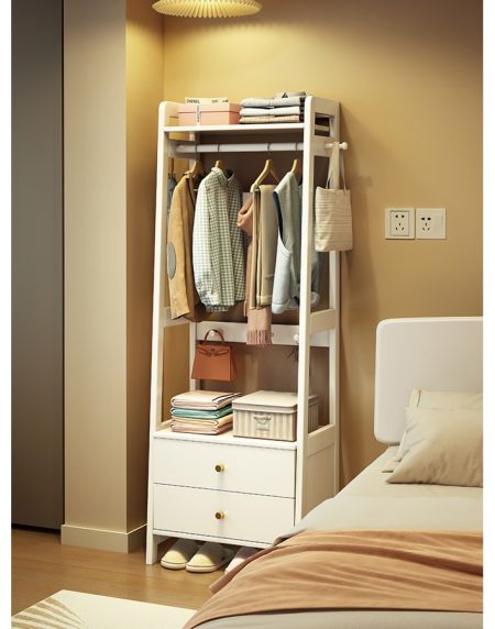 Kệ Treo Quần Áo Gỗ Tối Giản Có 2 Ngăn Kéo Kệ Treo Quần Áo Gỗ Tối Giản Có 2 Ngăn Kéo
